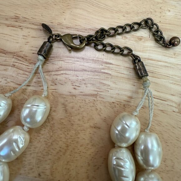 Chicos Vintage Faux Baroque Pearl Necklace & Earrings Set, Grandma Pearlcore - Picture 6 of 12